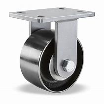 (image for) Caster; Rigid; 5" x 2"; Steel (Forged); Plate (4"x4-1/2"; holes: 2-5/8"x3-5/8" slots to 3"x3"; 3/8" bolt); Zinc; Roller Brng; 1250# (Item #62973)