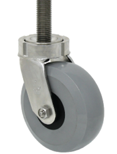 Caster; Swivel; 4" x 2"; Nylon; Hollow Kingpin (1/2" bolt hole); Stainless; Stainless Roller Brng; 1000#; Kingpinless; Tread brake (Item #62934)