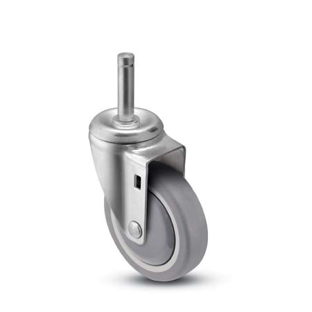 (image for) Caster; Swivel; 5\" x 1-1/4\"; PolyU on PolyO (Gr/Bg); Grip Ring (7/16\" x 1-3/8\"); Zinc; Plain bore; 300#; Dust Cover (Mtl) (Item #65533)