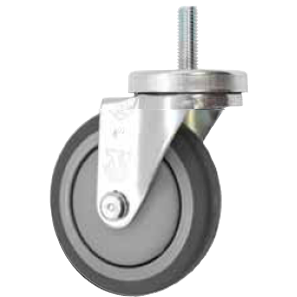 (image for) Caster; Swivel; 3-1/2\" x 1-1/4\"; Thermoplastized Rubber (Gray); Threaded Stem (1/2\"-13TPI x 1-1/2\"); Zinc; Ball Bearing (Single); 230#; Thread guards; Dust Covr (Item #65815)