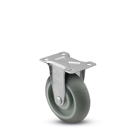 (image for) Caster; Rigid; 4\" x 1-1/4\"; TPR Donut; Plate (2-5/8\"x3-3/4\"; holes: 1-3/4\"x2-3/4\" slotted to 3\"; 5/16\" bolt); Zinc; Precision Ball Brng; 250# (Item #63692)