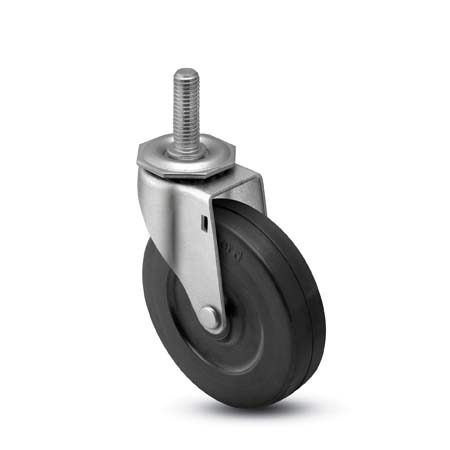 Caster; Swivel; 2-1/2\"x13/16\"; Rubber (Hard; Non-marking); Threaded Stem (3/8\"-16TPI x 3/4\"); Zinc; Plain bore; 95# (Item #67020)