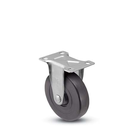 (image for) Caster; Rigid; 5\"x1-1/4\"; Hard Rubber (not Non-Marking); Plate (2-1/2\"x3-5/8\"; holes: 1-3/4\"x2-7/8\" slotted to 3\"; 5/16\" bolt); Zinc; Nylon Spanner; 280# (Item #67396)