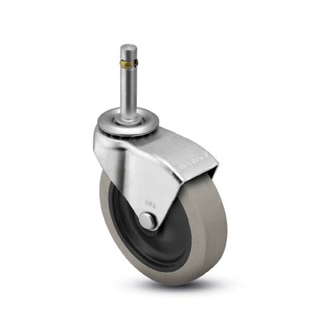 Caster; Swivel; 2-1/2\" x 13/16\"; PolyU on PolyO (Gray); Grip Ring (7/16\" x 1-7/16\"); Zinc; Plain bore; 95#; Hood (Item #65355)