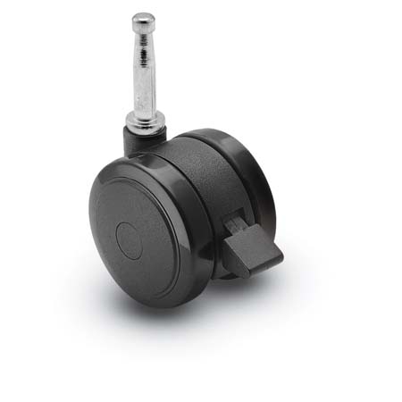 (image for) Caster; Twin; Swivel; 2\" (50mm); Thermoplastized Rubber (Black); Grip Neck; 5/16x1-1/2; Black; Rivet; 75#; Pedal Lock; Wheel (Item #68049)