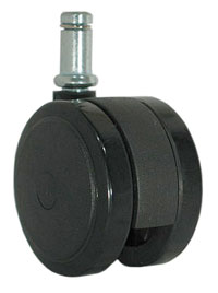 (image for) Caster; Twin; Swivel; 2-3/8" (60mm); Nylon; Grip Ring; 7/16"x7/8"; Black; Zinc Body Brng; 100# (Item #69775)