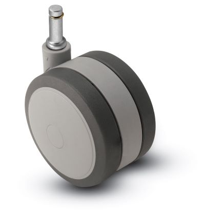 (image for) Caster; Twin; Swivel; 60mm (2-3/8\"); Thermoplastized Rubber (Gray); Threaded Stem; 5/16\"-18TPI x 3/4\"; Gray; Rivet; 100#; Wheel Brake (Item #63081)