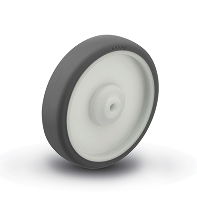 (image for) Caster; Swivel; 5\" x 1-1/4\"; PolyU on PolyO (GY); Plt (2-1/2\"x3-5/8\": holes: 1-3/4\"x2-13/16\" (slot to 3-1/16\"); 5/16\"blt); Stnlss; Prec Brng; High Temp; Ttl Lck (Item #63656)