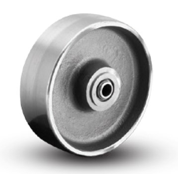 (image for) Caster; Rigid; 8" x 3"; Steel (Forged); Plate; 6-1/2"x7-1/2": holes: 5-1/8"x5-3/4" (slots to 3-7/8"x6-1/4"); 1/2" bolt; Painted; Prec Tapered Brng; 10000# (Item #63708)