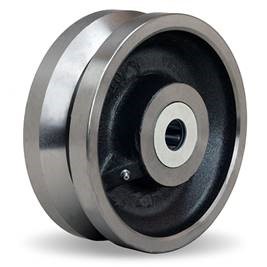 Wheel; 8" x 3"; V-Groove (1-3/8) Drop Forged 1045 Steel; Prec Ball Brngs; 1" Bore; 3-1/2" Hub Length; 7000# (Item #87266)