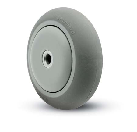(image for) Caster; Swivel; 4 x 1-1/4; Gray TPR Rubber; Threaded Stem (1/2-13TPI x 1"); Gray Rig; Precision Ball Brg; 225#; Raceway Seal; Thread guards (Item #63347)
