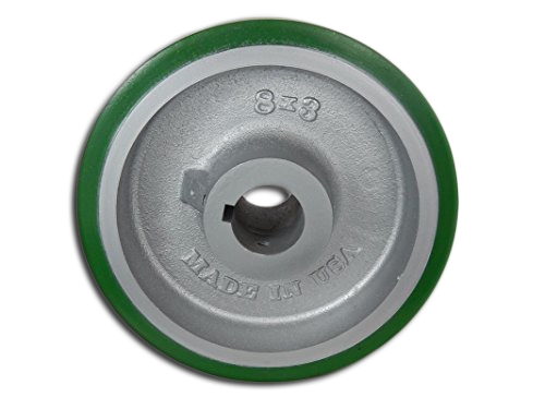 Drive Wheel; 10\" x 2-1/2\"; 95A PolyU on Cast Iron; Plain bore; 1-13/16\" Bore; 2-3/4\" Hub Length; 2000#; Keyway (1/2\" x 1/4\" w/ 2 set screws) (Item #87299)
