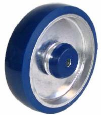 (image for) Caster; Rigid; 3" x 1-1/4"; PolyU on Alum; Plate; 2-3/8"x3-5/8": holes: 1-3/4"x2-7/8" (slotted to 3"); 3/8" bolt; Zinc; Prec Brng; 350# (Item #65032)