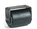 Roller Wheel; 2-1/4" x 2-3/4"; Rubber (Hard); Precision Ball Brng; 1/2" Bore; 3" Hub Length; 100#. Comes with welded-on metal Bracket. (Item #88958)
