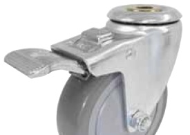 (image for) Yoke; Swivel; 4" x 1-1/4"; Hollow Kingpin (1/2" bolt hole); Zinc; 3/8" Bore; 1-9/16" Hub Length; 300#; Total Lock (Item #88689)
