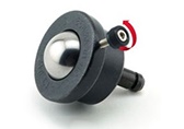 Ball Transfer; 1" Nylon ball; Round Machined base with Threaded Stud; 5/16"-18TPI x 3/4"; Black steel housing; 1-11/16" O.D.; 200#; 5/8" load height; Lockable (Item #88251)