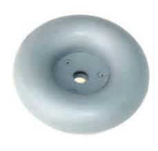 Caster Bumper; 3-1/4" Diameter; 1" Height; Rubber; 5/16" Hole; Equipped with steel insert. Generally used on the Ends of tubular handles on carts. (Item #88361)