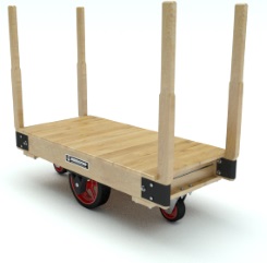 Platform Truck; 30\" x 48\"; 12\" x2-1/2\" Cast Iron Wheels; 6\"x2\" Swivel Casters; Wood Deck; 1500#; 4 Removable Stakes (Item #64911)