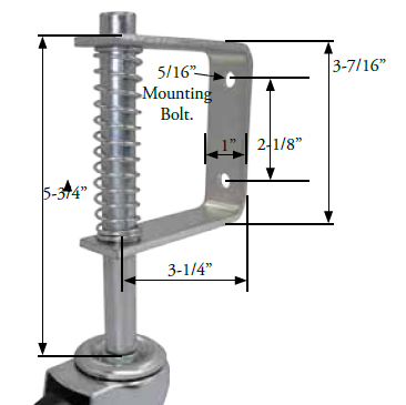 (image for) Caster; Swivel; 3" x 13/16"; PolyU on PolyO (Gray); Gate Bracket (1"x3-7/16"; Holes 2-1/8" apart); Plain bore; 120# (Full spring compression at 30#). (Item #65315)