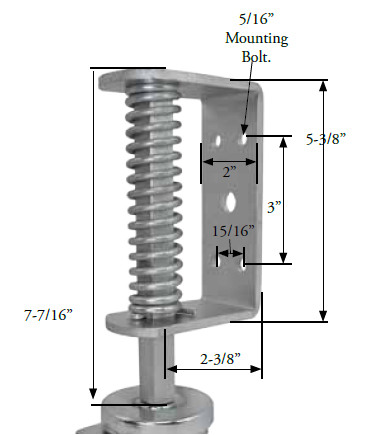 (image for) Caster; Swivel; 4" x 1-1/4"; PolyU on PolyO (Gray); Gate Caster Bracket (2"x5-3/8"; holes 15/16"x3"); Full Spring deflection 2" at 230#; Prec BB; 250# (Item #65319)