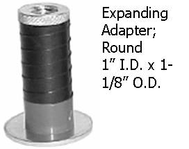 (image for) Expandable Adapter; Round; for 1" I.D. x 1-1/8" O.D. tubing; (install on 1/2" max diam x 2-3/16" min length threaded stem) (Item #89990)