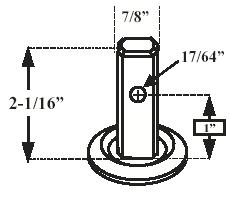 (image for) Caster; Swivel; 5" x 1-1/4"; PolyU on PolyO (Red); Square Stem (7/8" x 2-1/16"; one 17/64" mounting hole at 1"); Zinc; Ball Brng; 300#; 3 year Warranty (Item #63628)