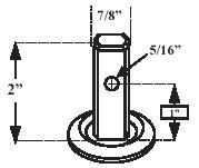 (image for) Caster; Swivel; 5" x 1-1/4"; PolyU on PolyO (Blue); Square Stem (7/8" x 2"; one 5/16" mounting hole at 1"); Zinc; Ball Brng; 300#; Dust Cover (Mtl) (Item #65614)