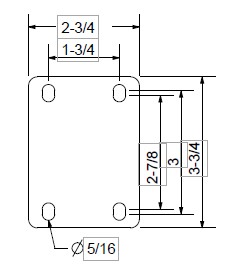 (image for) Caster; Rigid; 5" x 1"; PolyU on PolyO (Gray); Top Plate TP31 [2-3/4x3-3/4; holes: 1-3/4x2-7/8 (slotted to 3); 5/16 bolt]; Zinc; Plain Brng; WC 220# (Item #69889)