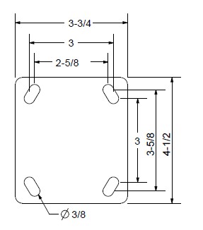 (image for) Caster; Swivel; 5 x 1-1/4; Phenolic; Top Plate; 3-3/4x4-1/2; hole spacing: 2-5/8x3-5/8 (slotted to 3x3); 3/8 bolt; Stainless; SS Spanner; 350#; Brake (Item #68425)