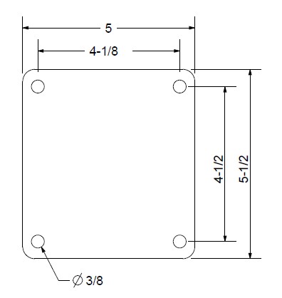 (image for) Caster; Swivel; 8" x 2"; Cast Iron; Top Plate (5"x5-1/2"; holes: 4-1/8"x4-1/2"; 3/8" bolt); Zinc; Roller Brng; 1200#; A-Cam Brake (Item #65786)