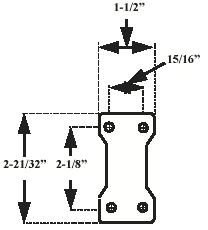 (image for) Caster; Rigid; 2" x 15/16"; PolyU on PolyO (Gray); Plate (1-1/2" x 2-5/8"; holes: 15/16" x 2-1/8"; 1/4" bolt); Zinc; Plain bore; 120# (Item #65146)