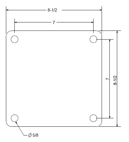 (image for) Caster; Swivel; 6" x 3"; V-Groove (1-3/8) Cast Iron; Plate (8-1/2"x8-1/2"; holes: 7"x7"; 5/8" bolt); Gray; Prec Tapered Brng; 10000# (Item #64370)