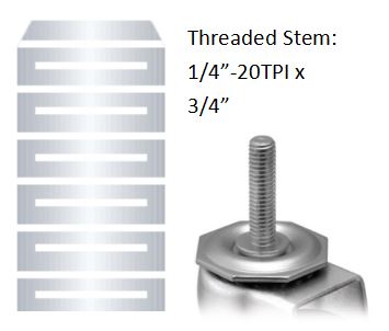 (image for) Ball Transfer; 5/8" Nylon ball; Round Machined base with Threaded Stud; 1/4"-20TPI x3/4"; Carbon steel housing; 15/16" O.D.; 125#; 3/8" load height (Item #88562)
