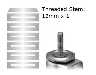 (image for) Caster; Twin Wheel; Swivel; 125mm x 3" width; Gray Thermoplastized Rubber; Threaded Stem (12mm x1"); Gray; Prec Ball Brngs; 240#; Pedal Style Total Lock (Item #63256)