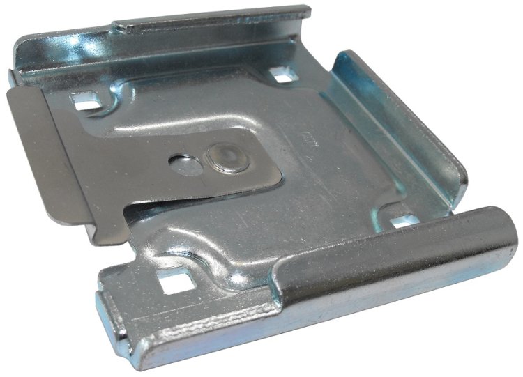 (image for) Caster Quick Change Pad; 4-1/2" x 4-15/16"; Steel; Fits 3-3/4 x 4-3/8" caster plates; Zinc Plated; Snap-in style. Bolt-on hole placement may vary. (Item #89285)