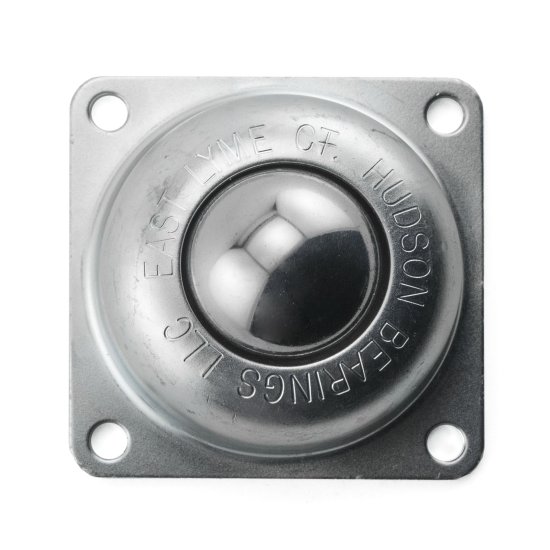 (image for) Ball Transfer; 1-1/2"; carbon steel ball; carbon steel flange (3"x3"; holes: 2-7/16"x2-7/16"; 1/4" bolt); 250#; 1-13/16" load height (Item #89367)