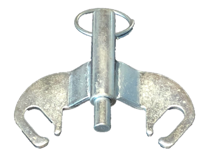 (image for) Position Lock Brake; Steel; Bolt-on style; Works with most standard 4-1/2" x 6-1/4" caster plates with holes approx 3" apart. Requires notched yoke. (Item #87866)