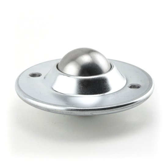 (image for) Ball Transfer; Low Profile; 1-1/2" Stainless Steel ball; Flange (3-11/16" diameter: two 1/4" holes: 2-3/4" apart); CarbonSteel flange; 200#; 1-1/8" profile (Item #88817)