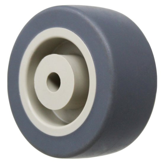 (image for) Wheel; 3" x 13/16"; Thermoplastized Rubber (Gray); Plain bore; 1/4" Bore; 7/8" Hub Length; 100# (Item #89168)