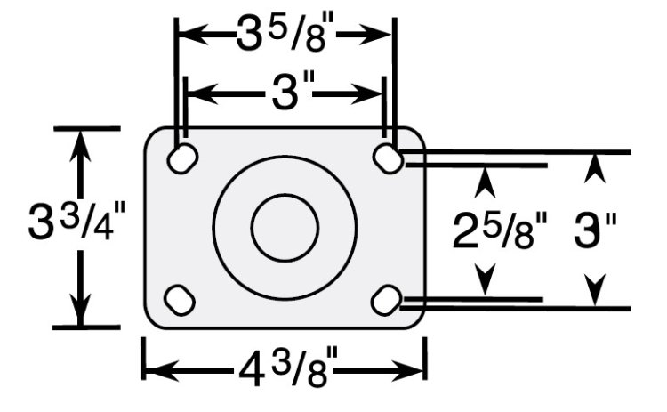 (image for) Caster; Swivel; 6" x 2"; Phenolic; Plate; 4-1/2"x6-1/4"; holes: 2-7/16"x4-15/16"; 1/2" bolt; Rllr Brng; 1200#; Plastic Total Lock (Trailing) (Item #63765)