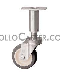 (image for) Leveling Caster; Swivel; 5"x1-1/4"; PolyU on PolyO; Plate (3-1/2"x3-1/2": holes: 2-5/8x2-5/8; 5/16 bolt); 250#; Load height: 9.8" - 11.44" (Item #66950)