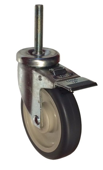 (image for) Caster; Swivel; 3-1/2" x 1-1/4"; PolyU on PolyO (Gray); Threaded Stem (1/2"-13TPI x 1-1/2"); Zinc; Twin Ball Bearings; 250#; Dust Cover; Total Lock (Item #64041)