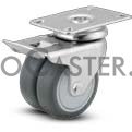 (image for) Caster; Dual; Swivel; 2"x13/16" (x2); Gray TPR; Plate (2-5/8"x3": holes:1-5/8"x2" (slots to 2x2-3/8); 5/16 bolt); Prec Ball Brng; 200#; Thread Grds; Total Lock (Item #67306)