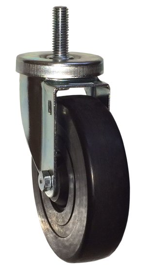 (image for) Caster; Swivel; 4" x 1-1/4"; Rubber (Hard); Threaded Stem (3/8"-16TPI x 1-1/2"); Zinc; Ball Brng; 350#; Dust Cover (Mtl) (Item #63173)