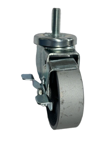 (image for) Caster; Swivel; 5" x 1-1/4"; Cast Iron; Threaded Stem (3/4"-10TPI x 1-3/4"); Zinc; Steel Spanner; 350#; Dust Cover (Mtl); Wheel brake (Item #63872)