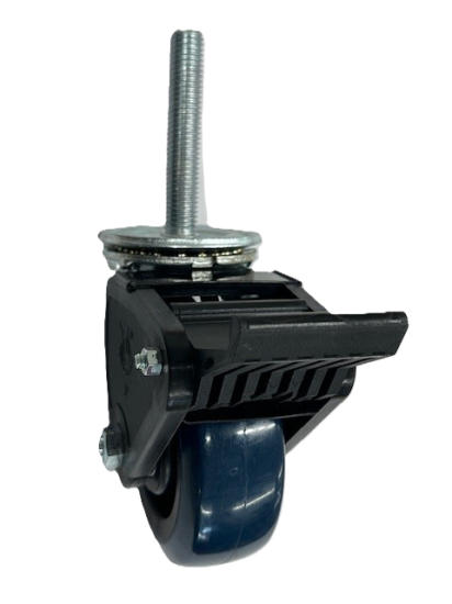 (image for) Caster; Swivel; 5" x 2"; PolyU on PolyO (Blue); Threaded Stem (3/4"-10TPI x 4"); Zinc; Roller Brng; 700#; Pedal Wheel Brake (Item #64404)