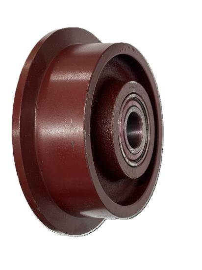 (image for) Single Flanged Wheel; 5" x 1-7/16" (6" x 1-13/16" with flange); Cast Iron; Twin Precision 6205 Bearings; 2000#; 1/2" Bore; 2-7/16" Hub Length; 600° F (Item #87285)