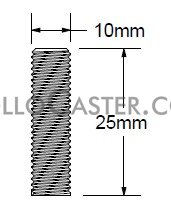 (image for) Caster; Twin Wheel; Swivel; 75mm; Polyurethane; Threaded Stem; 10mmx25mm; Black; Riveted Axle; 175# (Item #63159)