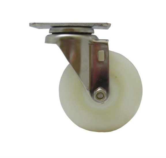 (image for) Caster; Swivel; 3" x 1-1/4"; Polyolefin (White); Top Plate (2-3/8"x3-5/8"; holes: 1-3/4"x2-7/8" slotted to 3"; 5/16" bolt); Zinc; Delrin Spanner; 200# (Item #65361)