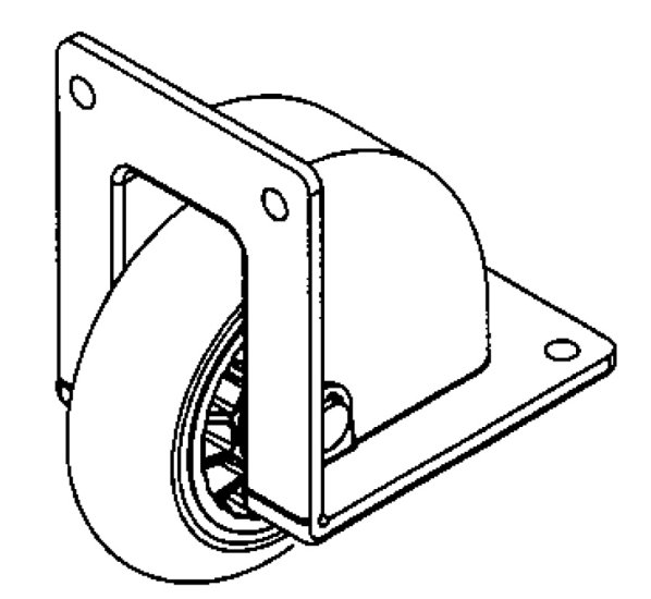 (image for) Caster; Rigid; 2-1/2x13/16; Rubber (Hard); Corner Bracket (2-1/8x2-9/16; 3/16 bolt); Black Plastic Housing; Plain Bore; 35# (Call for availability.) (Item #67292)